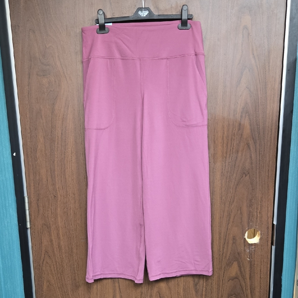 Tuff Veda Size L Lilac Pink High Waisted Crop Wide Leg Leggings